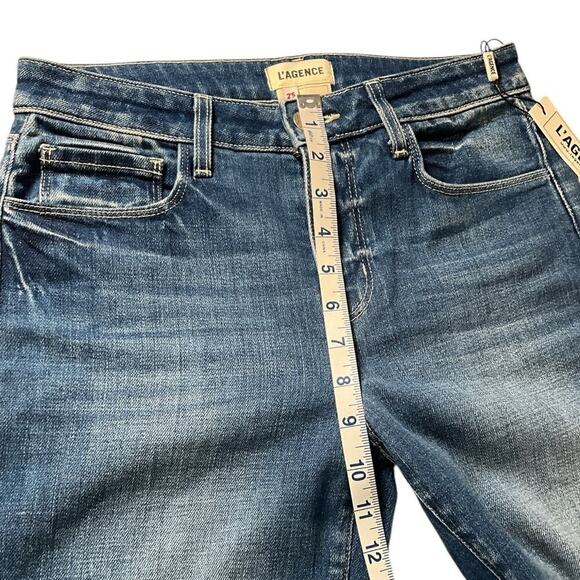 L'AGENCE Size 25 New With Tag High Rise Slim Flare Stretch Light Wash 94% Cotton - Picture 4 of 8